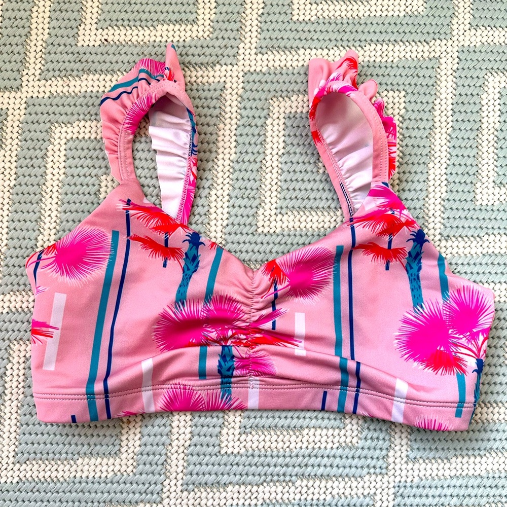 NWOT Onzie Flow S/M sports bra pink tropical yoga